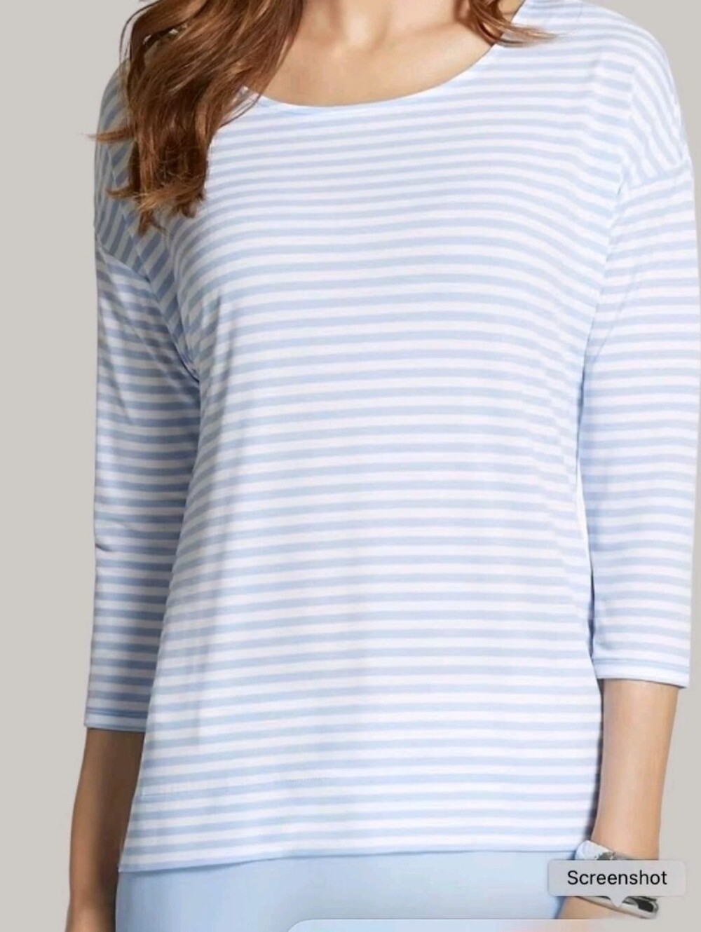 Chicos Striped Oversize Tunic Top Womens Blue White Layered Hem Stretch Sz 2 L